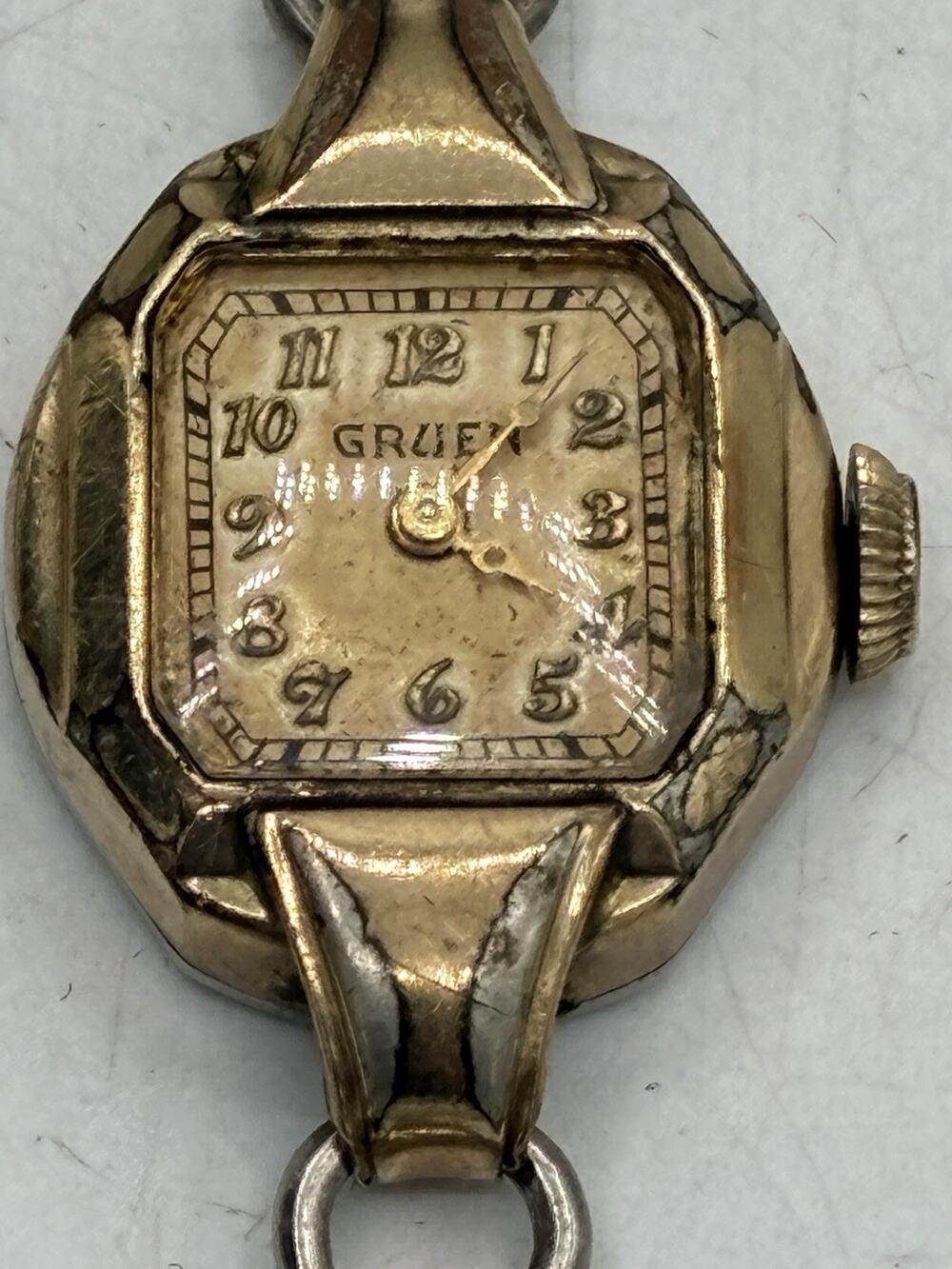 Gruen Ladies Art Deco Dress Watch Base Metal Gold Filled Untested Parts